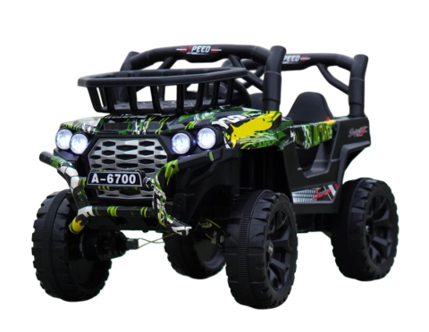 Masinute electrice - Masinuta electrica pentru copii, Kinderauto CAPE-X 4x4 100W, 12V, scaun tapitat, grafiti Green