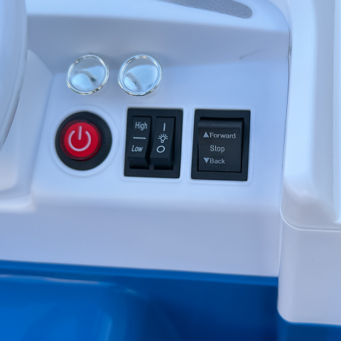 Masinuta electrica pentru copii, VW Samba Bus 70W, baterie 12V 7Ah, roti moi, scaun tapitat, culoare albastra [15]