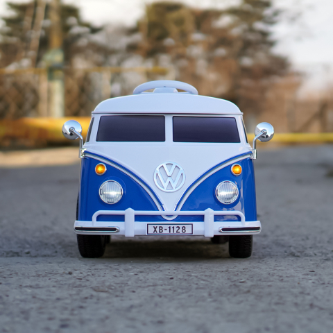 Masinuta electrica pentru copii, VW Samba Bus 70W, baterie 12V 7Ah, roti moi, scaun tapitat, culoare albastra [2]