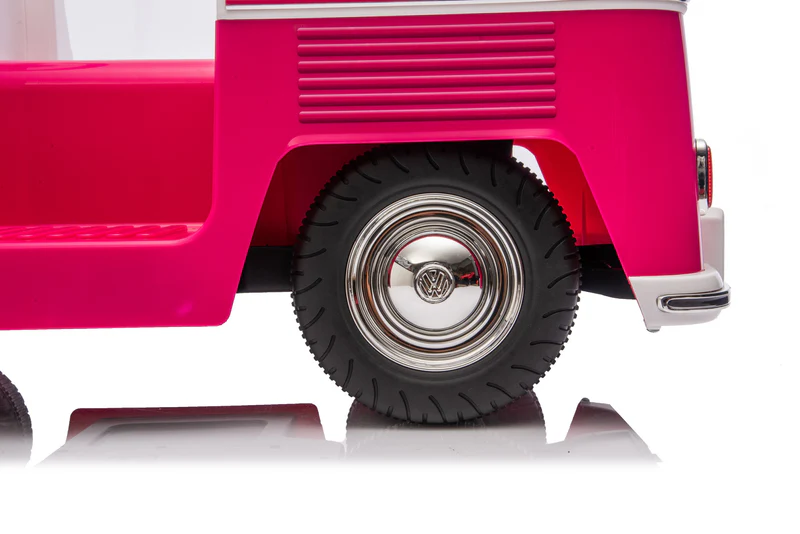 Masinuta electrica pentru copii, VW Samba Bus 70W, baterie 12V 7Ah, roti moi, scaun tapitat, culoare roz [6]