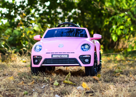 Masinuta electrica VW Beetle Dune 60W, 12V, bluetooth, amortizoare, roz [1]