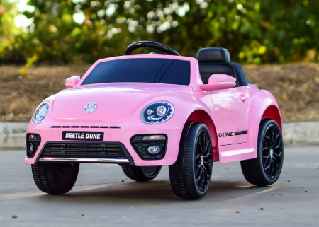 Masinuta electrica VW Beetle Dune 60W, 12V, bluetooth, amortizoare, roz [3]