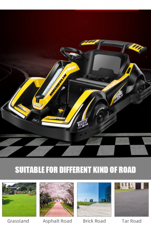Masinuta-Kart electric pentru copii 3-11 ani, Racing 90W 12V 7Ah, telecomanda, galben [16]
