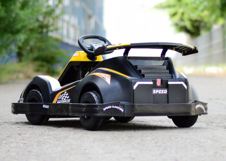 Masinuta-Kart electric pentru copii 3-11 ani, Racing 90W 12V 7Ah, telecomanda, galben [4]