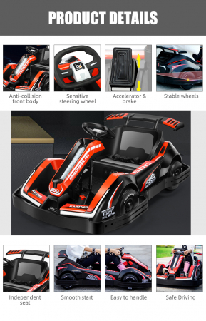 Masinuta-Kart electric pentru copii 3-11 ani, Racing 90W 12V 7Ah, telecomanda, rosu [17]