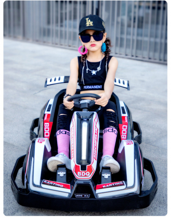 Masinuta-Kart electric pentru copii 3-11 ani, Racing 90W 12V 7Ah, telecomanda, Alb [5]