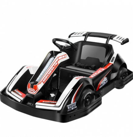 Masinute electrice - Masinuta-Kart electric pentru copii 3-11 ani, Racing 90W 12V 7Ah, telecomanda, Alb