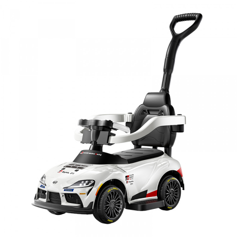 Masinute electrice - Masinuta electrica cu maner pentru copii, 3 in 1, Toyota GR Supra GT4, pentru copii 1-3 ani, 30W, 6V, alba