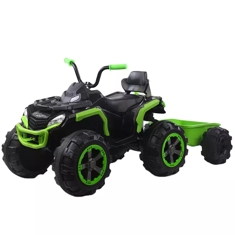 Masinute electrice - ATV electric + Remorca, Kinderauto Offroad 70W 12V cu scaun tapitat, culoare Verde
