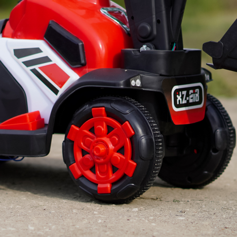 Mini excavator electric Kinderauto BJXZ219B 35W 6V,cu incarcator electric si remorca, rosu [12]