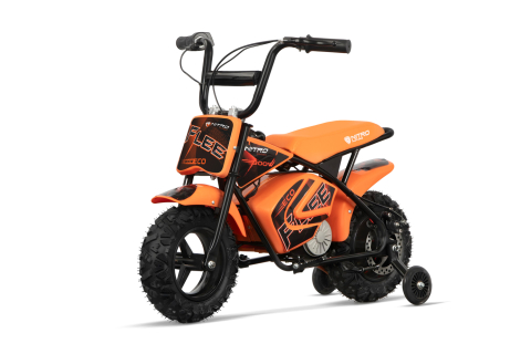 Produse in stoc - Mini Motocicleta electrica cu roti ajutatore, NITRO ECO Flee 300W 24V, culoare Portocalie