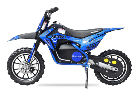 Produse in stoc - Motocicleta electrica pentru copii NITRO Eco Serval 500W cu roti 10/10 inch, culoare Albastru