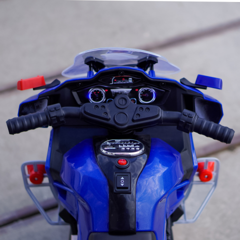 Motocicleta cu 3 roti, Kinderauto POLICE BJML5188 60W, 6V cu scaun tapitat, culoare albastra [12]