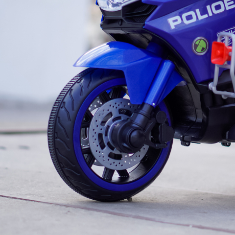 Motocicleta cu 3 roti, Kinderauto POLICE BJML5188 60W, 6V cu scaun tapitat, culoare albastra [9]
