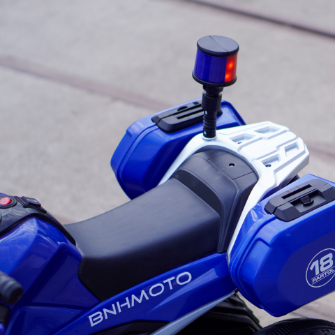 Motocicleta cu 3 roti, Kinderauto POLICE BJML5188 60W, 6V cu scaun tapitat, culoare albastra [11]