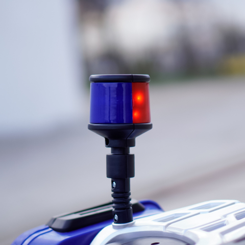 Motocicleta cu 3 roti, Kinderauto POLICE BJML5188 60W, 6V cu scaun tapitat, culoare albastra [10]