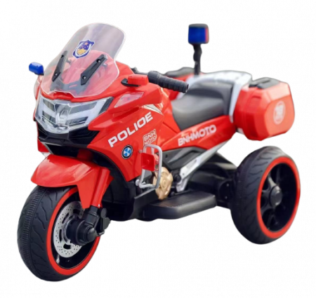 Motocicleta cu 3 roti, Kinderauto POLICE BJML5188 60W, 6V cu scaun tapitat, culoare rosu [0]