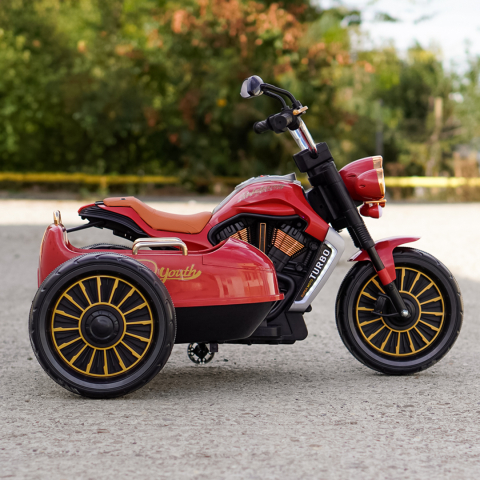 Motocicleta electrica BJDL1588 cu atasament, pentru copii 3-5 ani, 55W, 12V 7Ah, echipare premium, rosie [3]