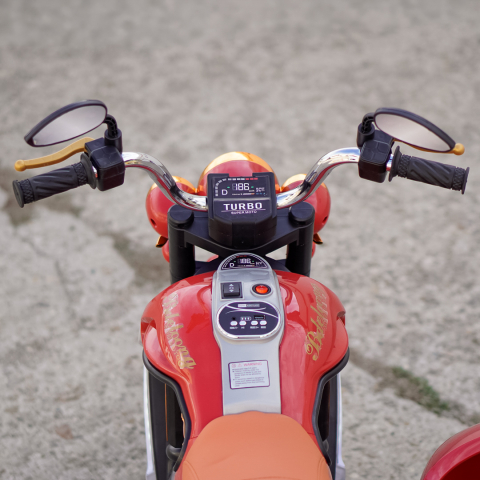 Motocicleta electrica BJDL1588 cu atasament, pentru copii 3-5 ani, 55W, 12V 7Ah, echipare premium, rosie [15]