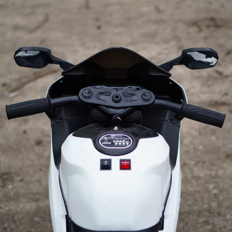 Motocicleta electrica copii, Kinderauto B919, bluetooth, putere 90W, baterie 12V 12Ah, alba [9]