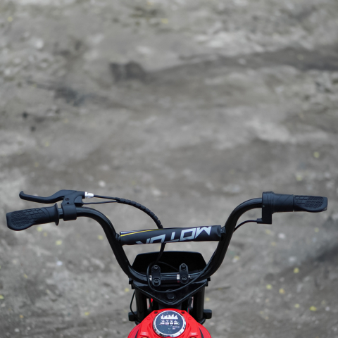 Motocicleta electrica copii, Kinderauto Enduro, roti gonflabile, scaun tapitat, 350W, 24V, rosie [13]