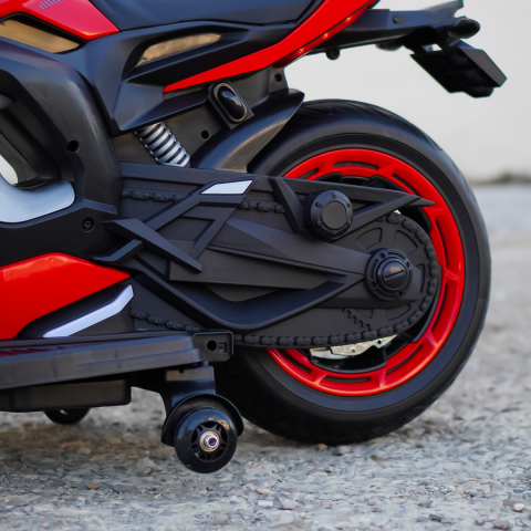 Motocicleta electrica copii Kinderauto R9, putere 150W, 24V, roti moi, scaun tapitat, rosie [9]