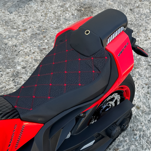 Motocicleta electrica copii Kinderauto R9, putere 150W, 24V, roti moi, scaun tapitat, rosie [12]