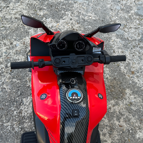 Motocicleta electrica copii Kinderauto R9, putere 150W, 24V, roti moi, scaun tapitat, rosie [13]