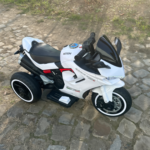 Motocicleta electrica cu 3 roti, Kinderauto SuperSpeed, 70W, 12V 7Ah, Alba [7]