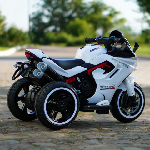 Motocicleta electrica cu 3 roti, Kinderauto SuperSpeed, 70W, 12V 7Ah, Alba [4]