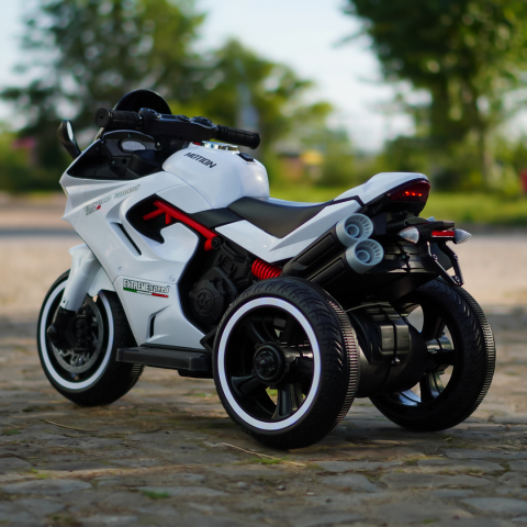 Motocicleta electrica cu 3 roti, Kinderauto SuperSpeed, 70W, 12V 7Ah, Alba [3]