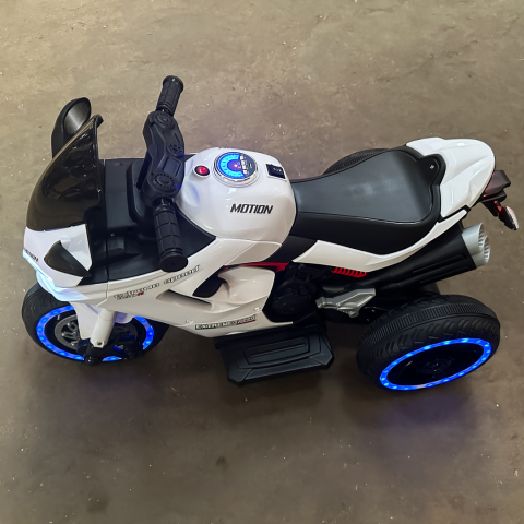 Motocicleta electrica cu 3 roti, Kinderauto SuperSpeed, 70W, 12V 7Ah, Alba [8]