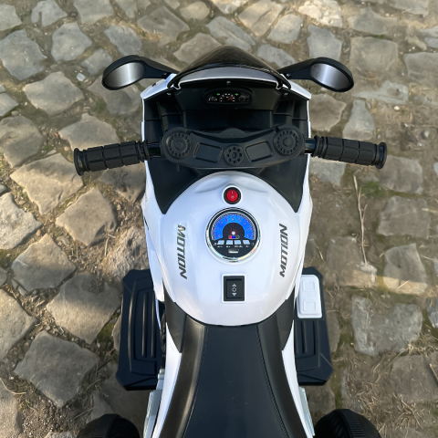 Motocicleta electrica cu 3 roti, Kinderauto SuperSpeed, 70W, 12V 7Ah, Alba [12]