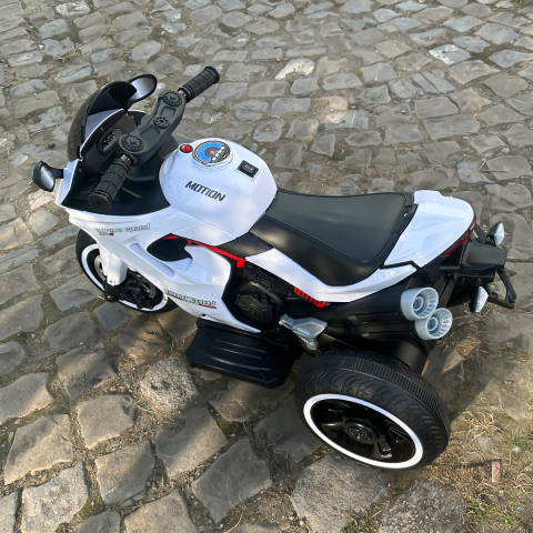 Motocicleta electrica cu 3 roti, Kinderauto SuperSpeed, 70W, 12V 7Ah, Alba [9]