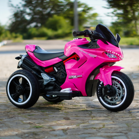 Motocicleta electrica pentru copii 2-5 ani, cu 3 roti, Kinderauto SuperSpeed, 70W, 12V 7Ah, Roz [7]