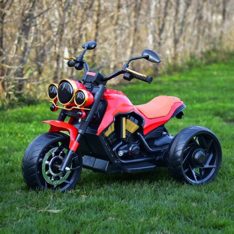 Motocicleta electrica cu 3 roti, Telecomanda, Kinderauto Jocker 70W premium, rosu [9]