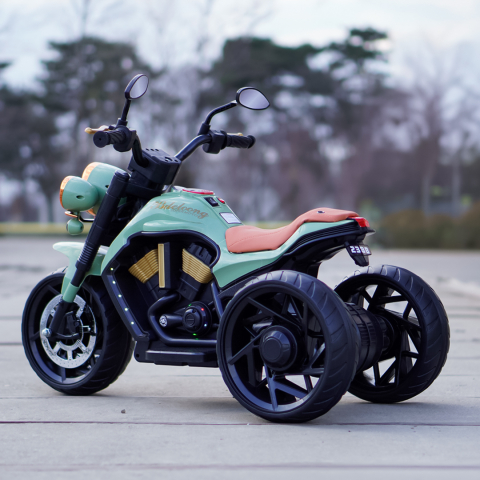 Motocicleta electrica cu 3 roti, Telecomanda, Kinderauto Jocker 70W premium, verde [7]