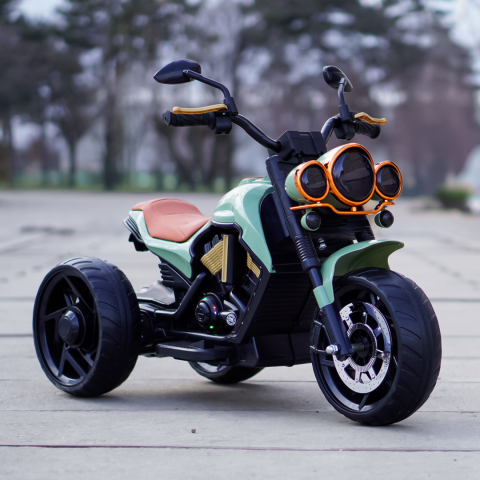 Motocicleta electrica cu 3 roti, Telecomanda, Kinderauto Jocker 70W premium, verde [3]