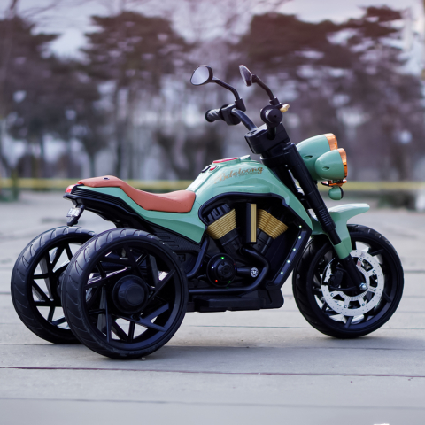 Motocicleta electrica cu 3 roti, Telecomanda, Kinderauto Jocker 70W premium, verde [5]