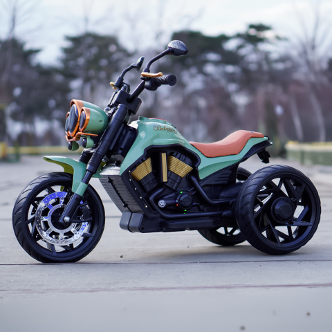 Motocicleta electrica cu 3 roti, Telecomanda, Kinderauto Jocker 70W premium, verde [9]