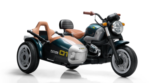 Vehicule speciale - Motocicleta electrica cu atasament BJTS0926 150W 12V 12Ah PREMIUM, culoare  verde