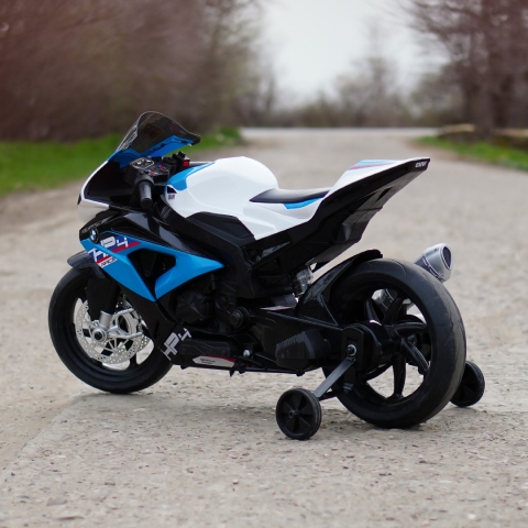 Motocicleta electrica cu licenta BMW HP4 Premium, pentru copil 3-9 ani, culoare Albastra [3]
