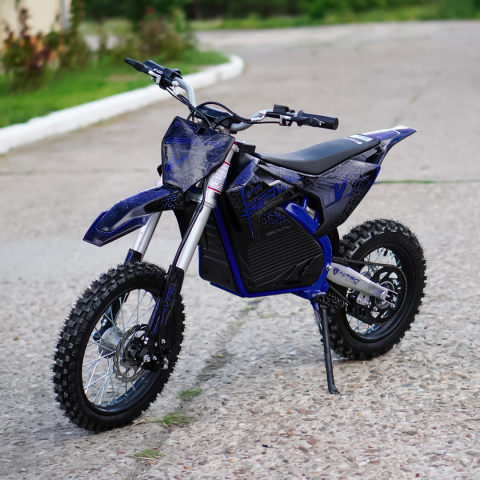 Motocicleta electrica E-Dirtbike Serval VX 1600W 14/12 48V 15Ah Lithiu ION, culoare albastra [1]