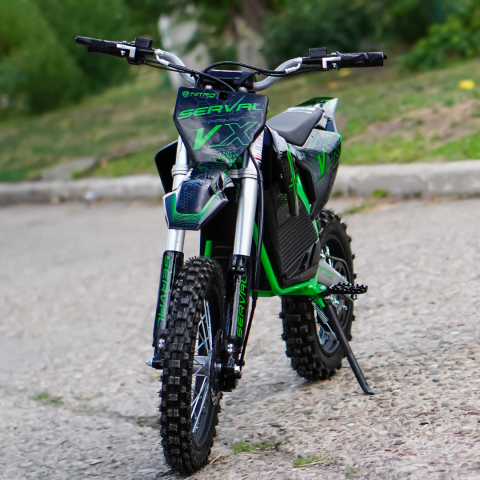 Motocicleta electrica E-Dirtbike Serval VX 1600W 14/12 48V 15Ah Lithiu ION, culoare Verde [1]