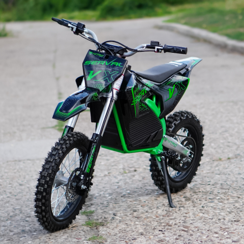 Motocicleta electrica E-Dirtbike Serval VX 1600W 14/12 48V 15Ah Lithiu ION, culoare Verde [2]