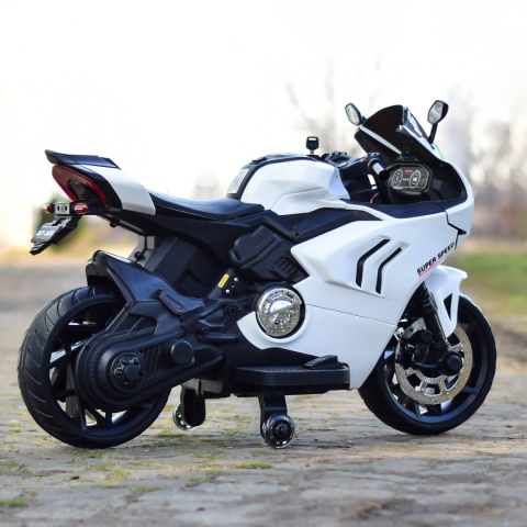 Motocicleta electrica pentru copii, Kinderauto BDQ888 70W 12V cu roti moi, Bluetooth, alba [8]