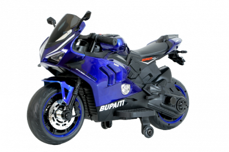 Motociclete electrice - Motocicleta electrica copii, Kinderauto BDQ888 70W 12V cu roti moi, Bluetooth, albastra
