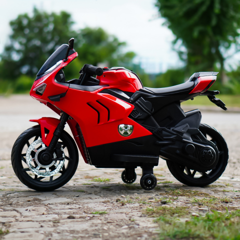 Motocicleta electrica, Kinderauto BDQ888 70W 12V cu roti moi, Bluetooth, rosie [4]