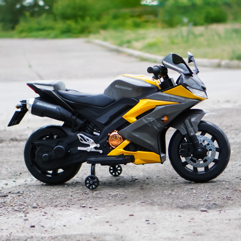Motocicleta electrica pentru 3-9 ani, Kinderauto TR15 SuperBike PREMIUM, culoare Galbena [9]