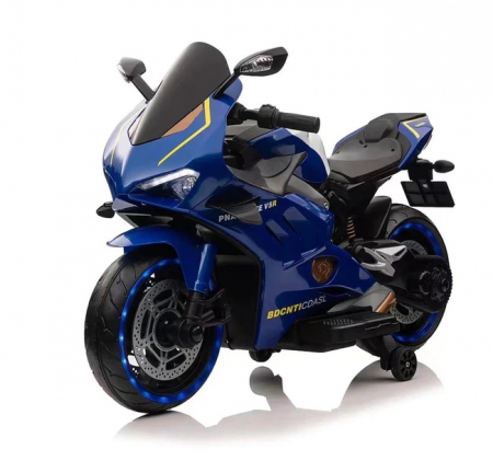 Motociclete electrice - Motocicleta electrica pentru 3-9 ani, Kinderauto V5R SuperBike cu scaun tapitat, culoare Albastru